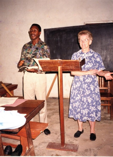 1995-11 -- with translator Unity in Mwanza, TZ